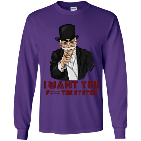 T-Shirts Purple / YS i want you f3ck the system Youth Long Sleeve T-Shirt