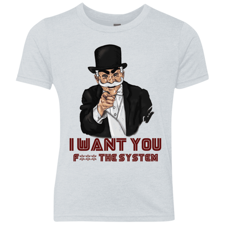 T-Shirts Heather White / YXS i want you f3ck the system Youth Triblend T-Shirt