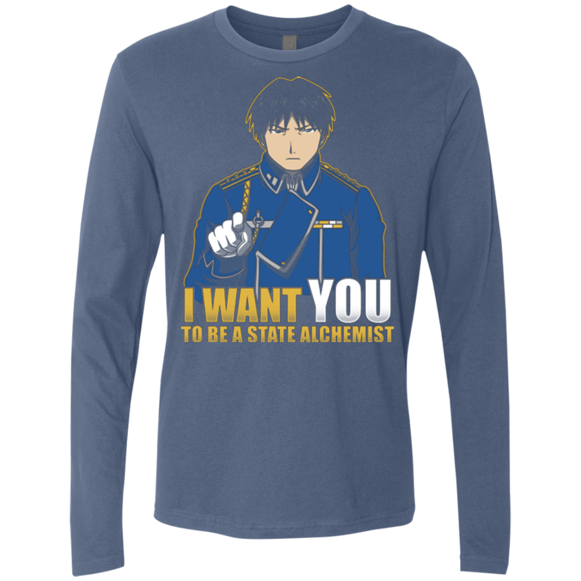 T-Shirts Indigo / Small I Want You To Be A State Alchemist Men's Premium Long Sleeve