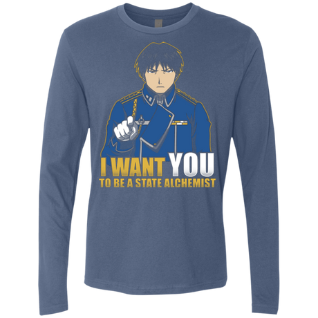 T-Shirts Indigo / Small I Want You To Be A State Alchemist Men's Premium Long Sleeve