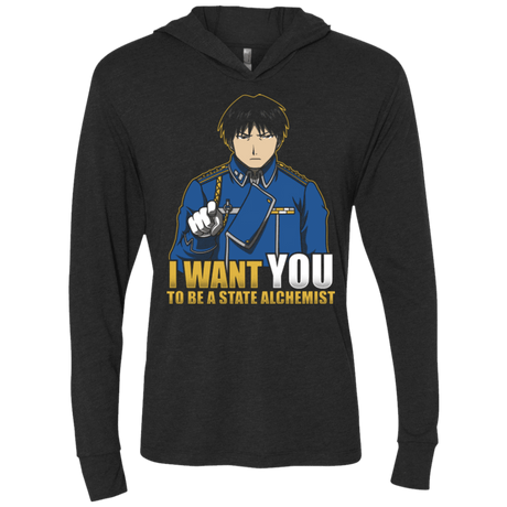 T-Shirts Vintage Black / X-Small I Want You To Be A State Alchemist Triblend Long Sleeve Hoodie Tee