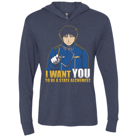 T-Shirts Vintage Navy / X-Small I Want You To Be A State Alchemist Triblend Long Sleeve Hoodie Tee