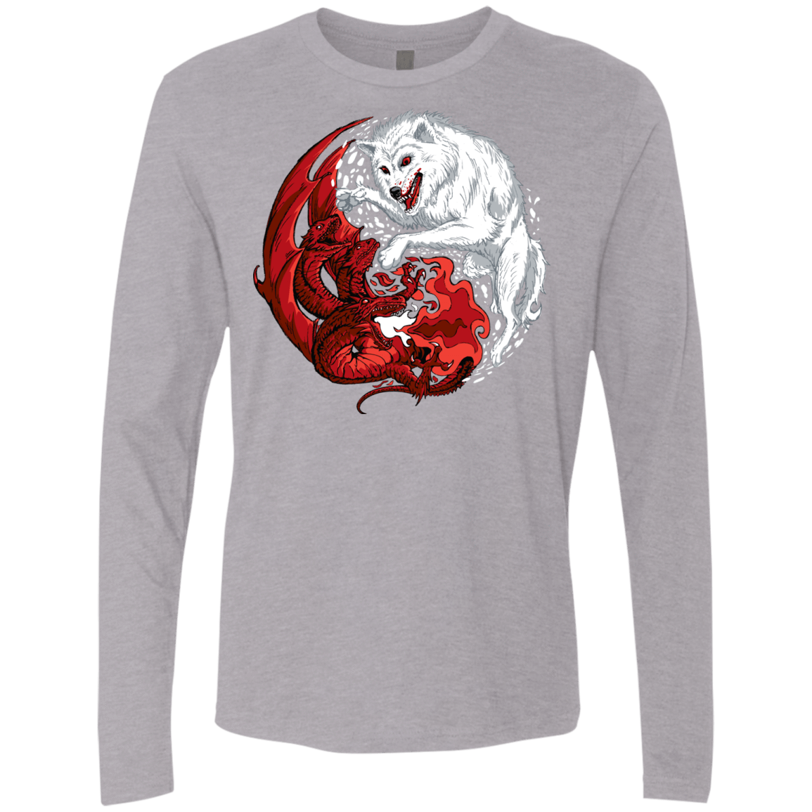 T-Shirts Heather Grey / Small Ice and Fire Men's Premium Long Sleeve