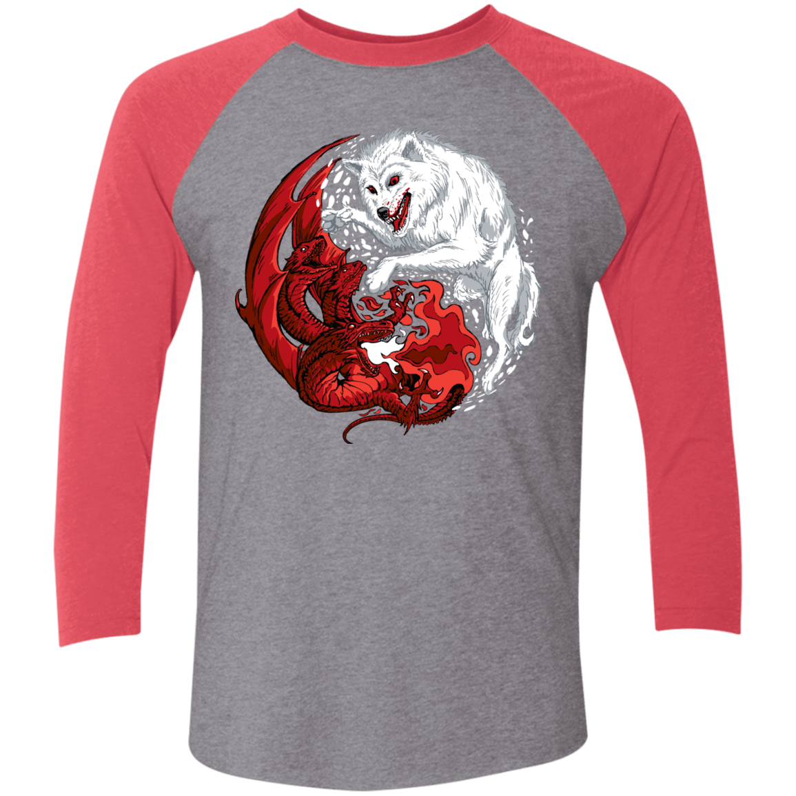 T-Shirts Premium Heather/ Vintage Red / X-Small Ice and Fire Men's Triblend 3/4 Sleeve