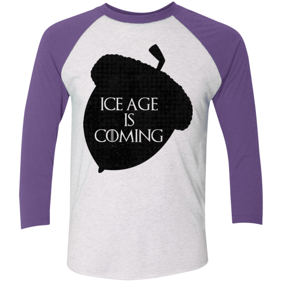 T-Shirts Heather White/Purple Rush / X-Small Ice coming Men's Triblend 3/4 Sleeve