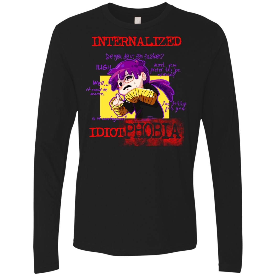 T-Shirts Black / Small Idiot phobia Men's Premium Long Sleeve