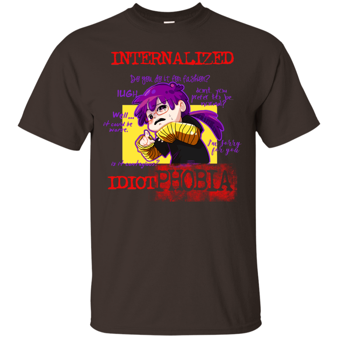 T-Shirts Dark Chocolate / Small Idiot phobia T-Shirt