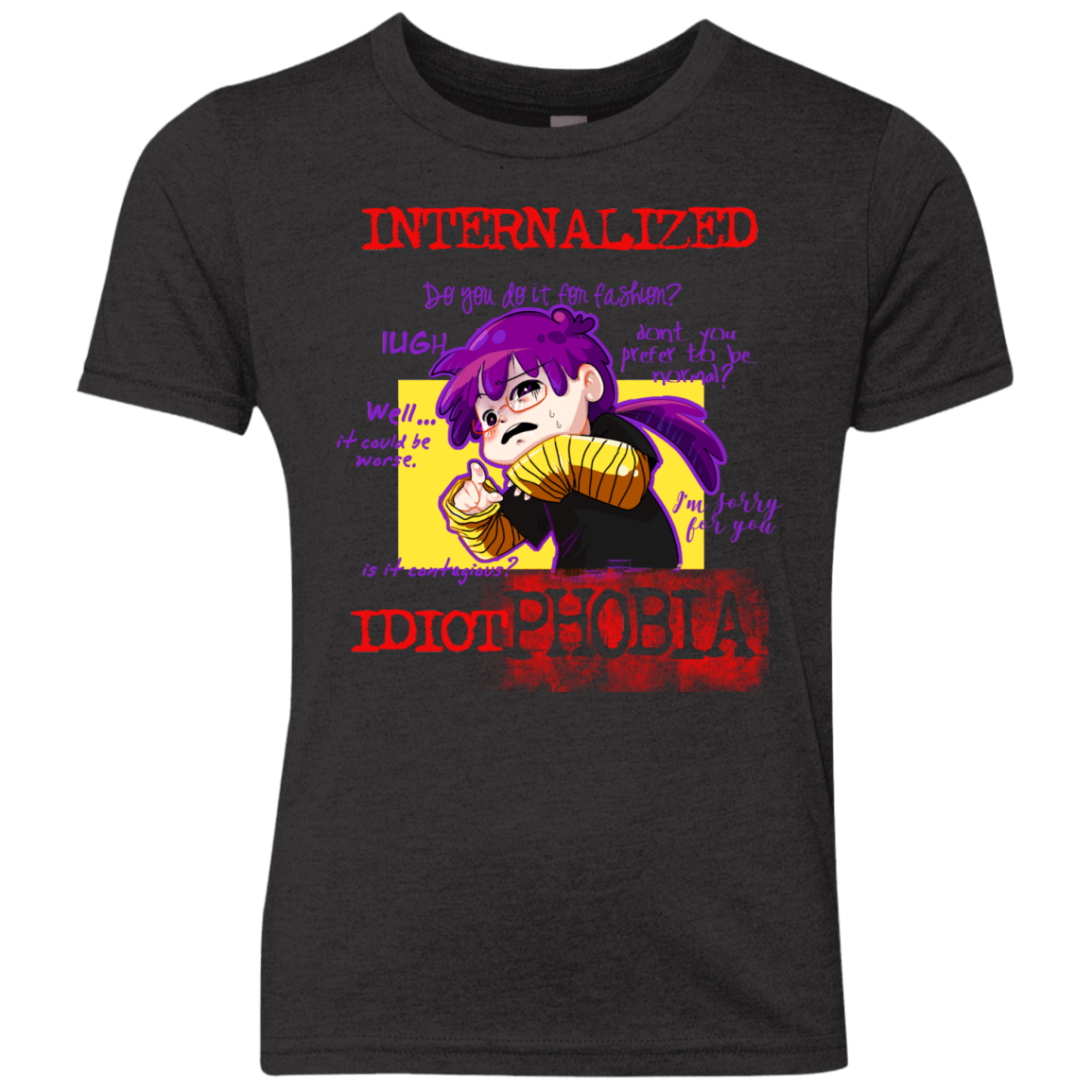 T-Shirts Vintage Black / YXS Idiot phobia Youth Triblend T-Shirt