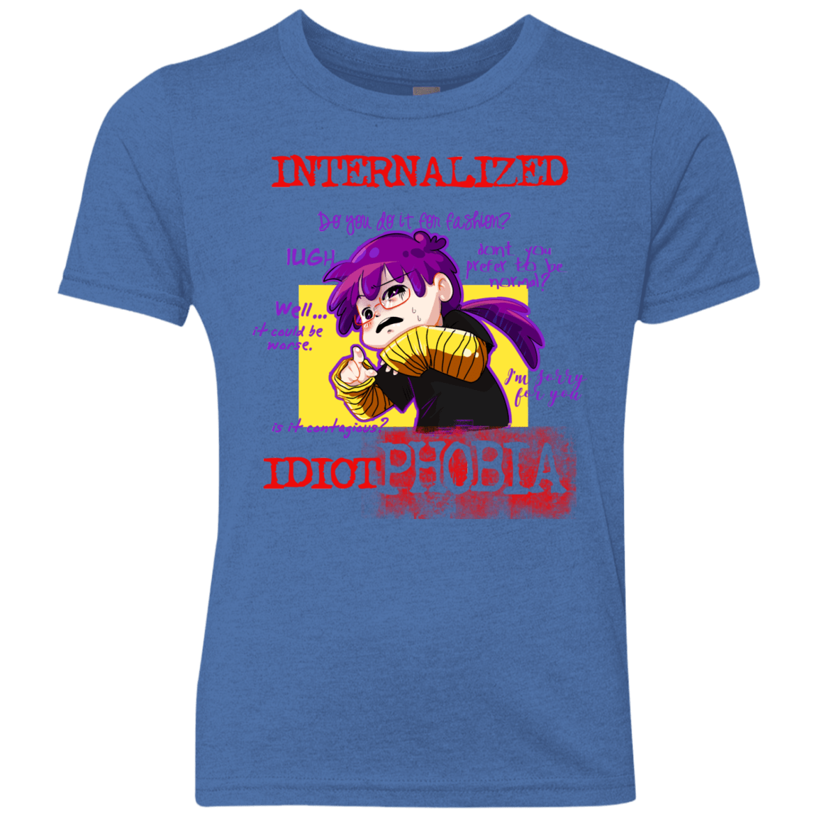 T-Shirts Vintage Royal / YXS Idiot phobia Youth Triblend T-Shirt