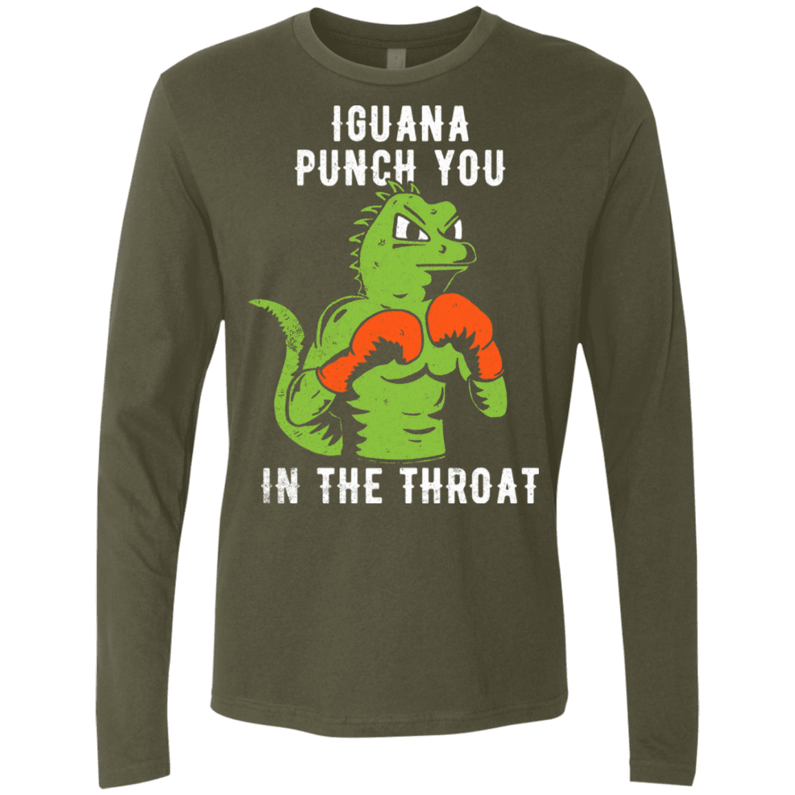 T-Shirts Military Green / S Iguana Punch You Men's Premium Long Sleeve