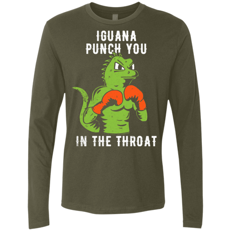 T-Shirts Military Green / S Iguana Punch You Men's Premium Long Sleeve