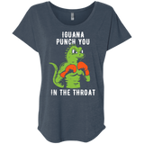 T-Shirts Indigo / X-Small Iguana Punch You Triblend Dolman Sleeve