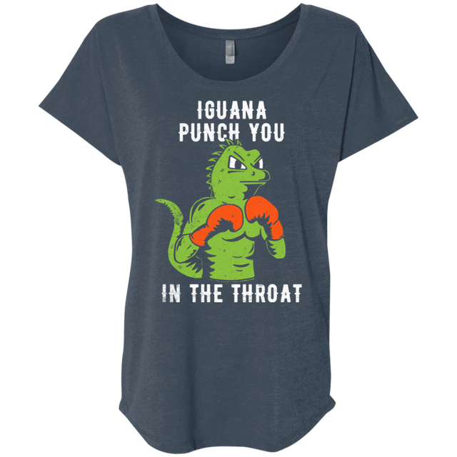 T-Shirts Indigo / X-Small Iguana Punch You Triblend Dolman Sleeve