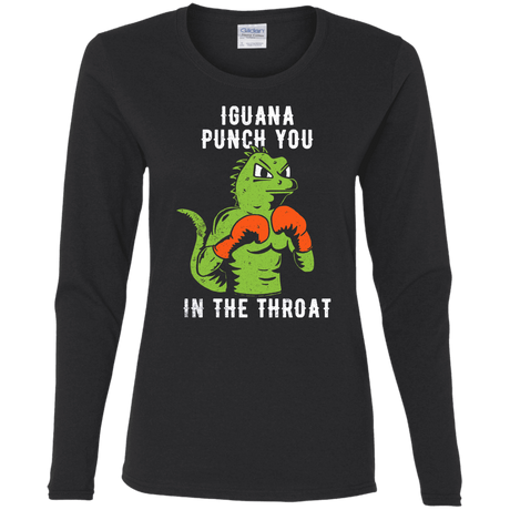 T-Shirts Black / S Iguana Punch You Women's Long Sleeve T-Shirt