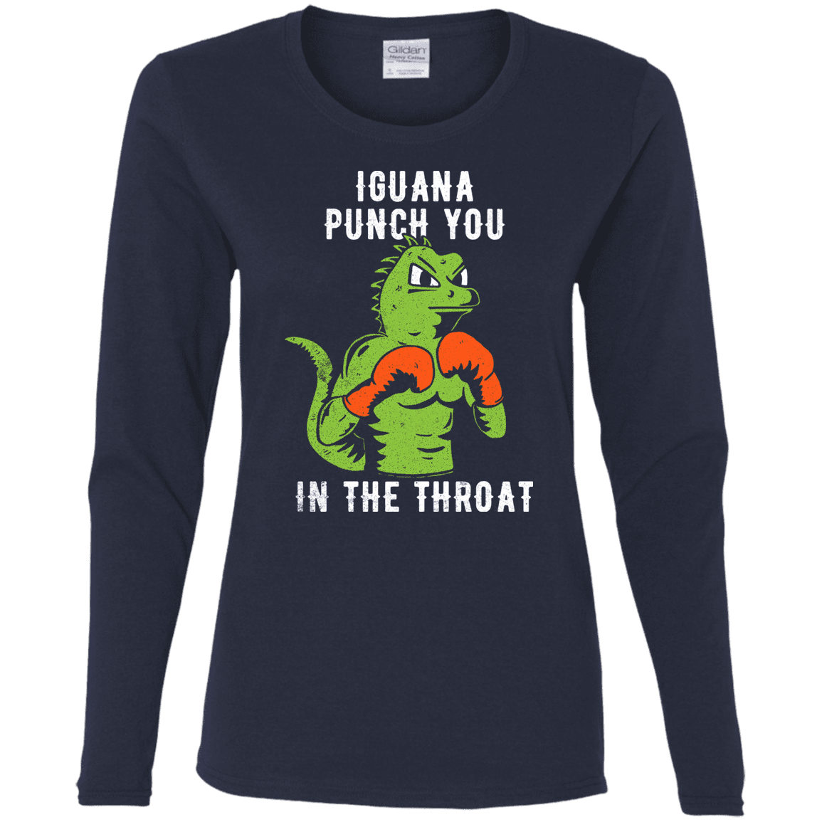 T-Shirts Navy / S Iguana Punch You Women's Long Sleeve T-Shirt