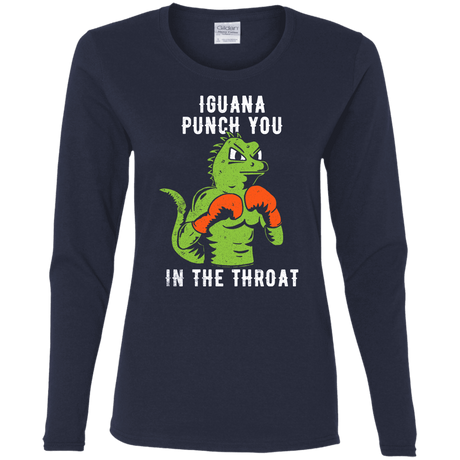 T-Shirts Navy / S Iguana Punch You Women's Long Sleeve T-Shirt