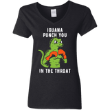 T-Shirts Black / S Iguana Punch You Women's V-Neck T-Shirt