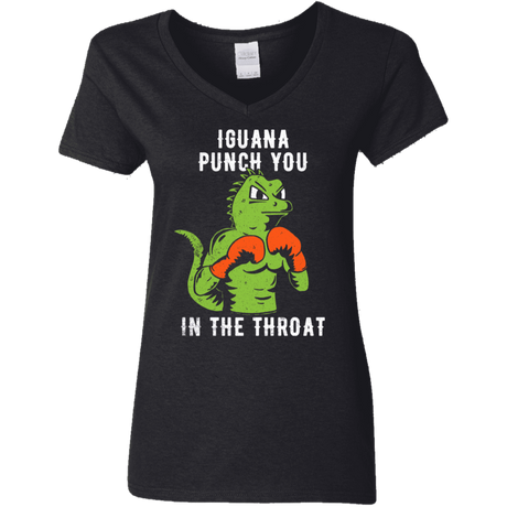 T-Shirts Black / S Iguana Punch You Women's V-Neck T-Shirt