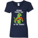 T-Shirts Navy / S Iguana Punch You Women's V-Neck T-Shirt