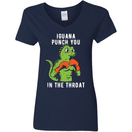 T-Shirts Navy / S Iguana Punch You Women's V-Neck T-Shirt