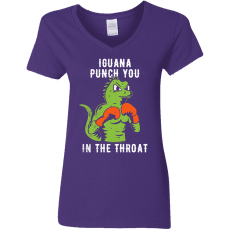 T-Shirts Purple / S Iguana Punch You Women's V-Neck T-Shirt