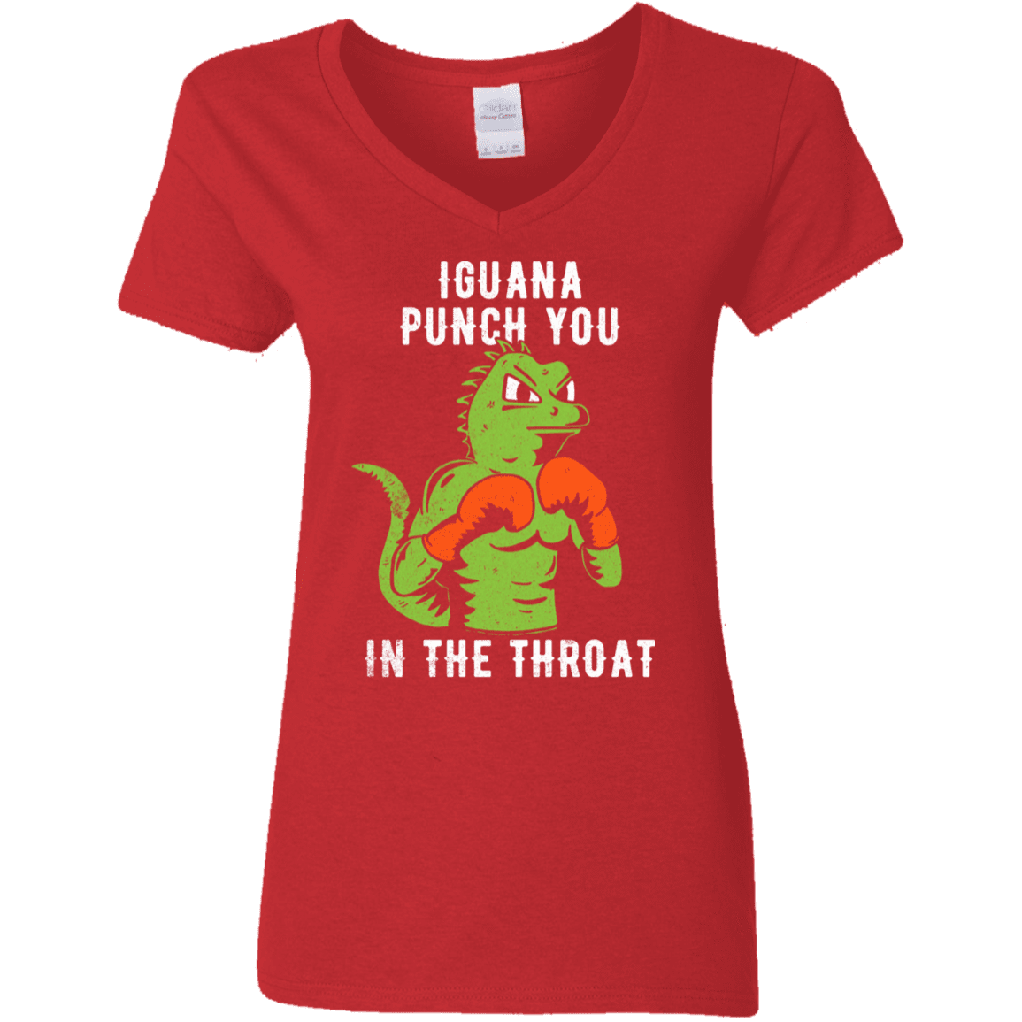 T-Shirts Red / S Iguana Punch You Women's V-Neck T-Shirt