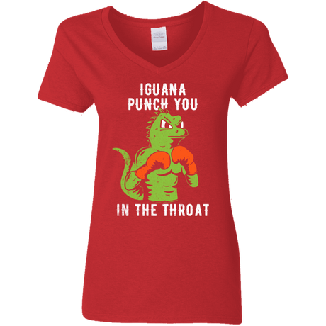 T-Shirts Red / S Iguana Punch You Women's V-Neck T-Shirt