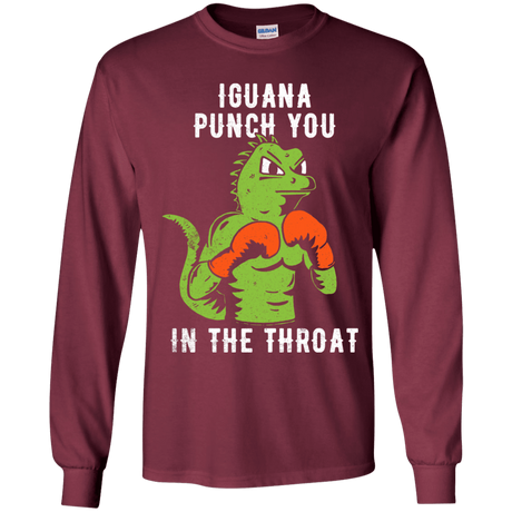 T-Shirts Maroon / YS Iguana Punch You Youth Long Sleeve T-Shirt