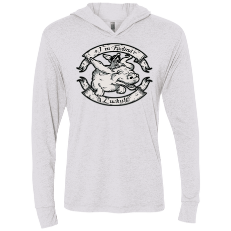 T-Shirts Heather White / X-Small IM FEELING LUCKY Triblend Long Sleeve Hoodie Tee