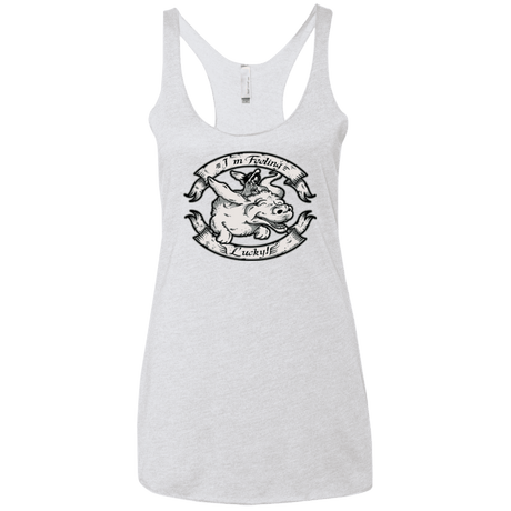 T-Shirts Heather White / X-Small IM FEELING LUCKY Women's Triblend Racerback Tank