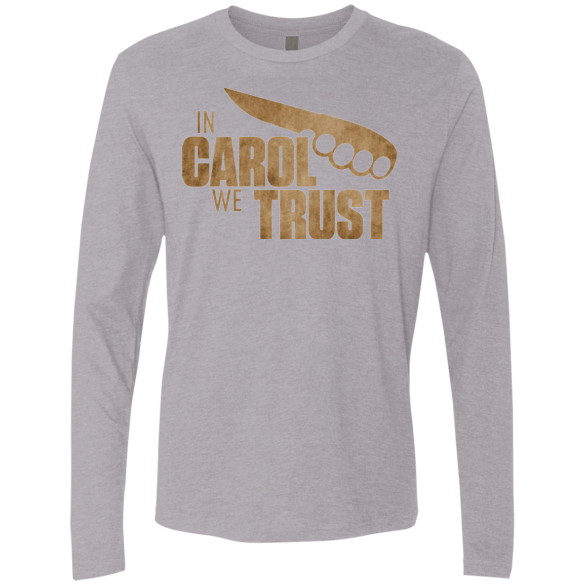 T-Shirts Heather Grey / Small In Carol We Trust Men's Premium Long Sleeve
