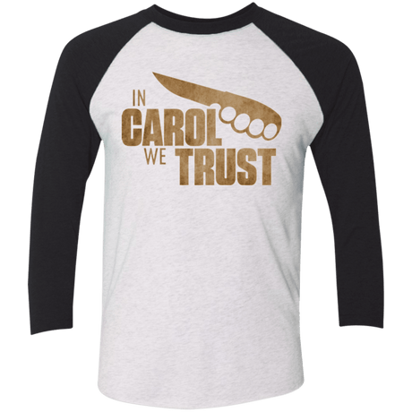 T-Shirts Heather White/Vintage Black / X-Small In Carol We Trust Triblend 3/4 Sleeve