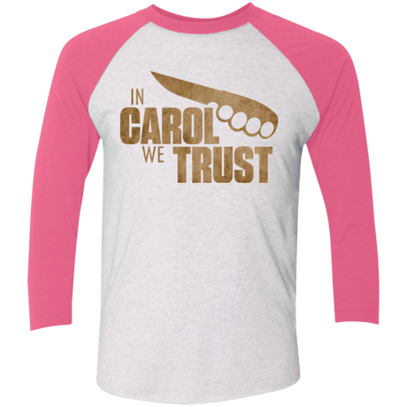 T-Shirts Heather White/Vintage Pink / X-Small In Carol We Trust Triblend 3/4 Sleeve