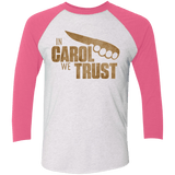 T-Shirts Heather White/Vintage Pink / X-Small In Carol We Trust Triblend 3/4 Sleeve