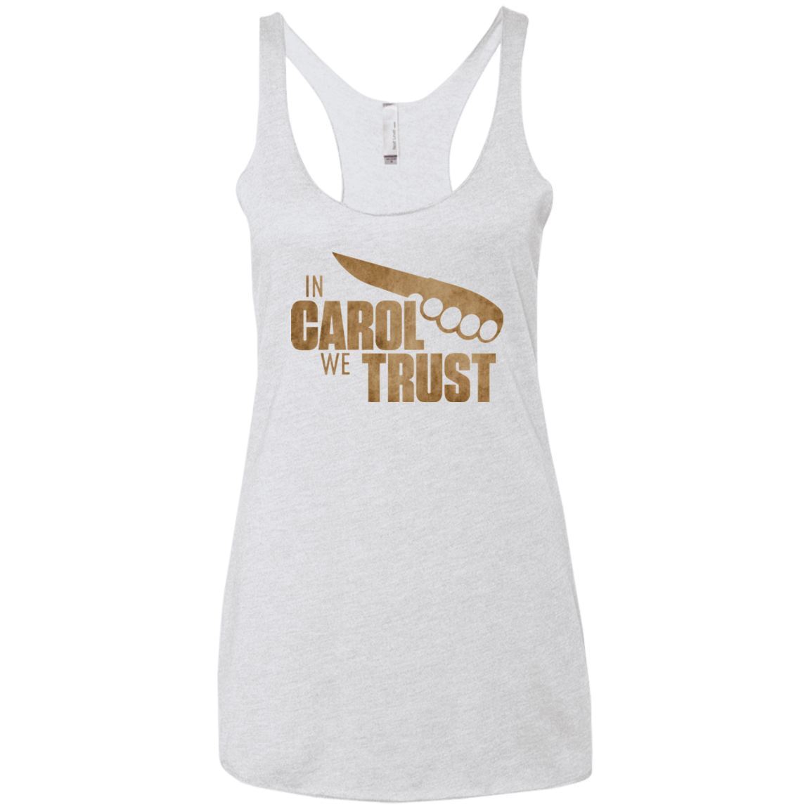 T-Shirts Heather White / X-Small In Carol We Trust Women's Triblend Racerback Tank