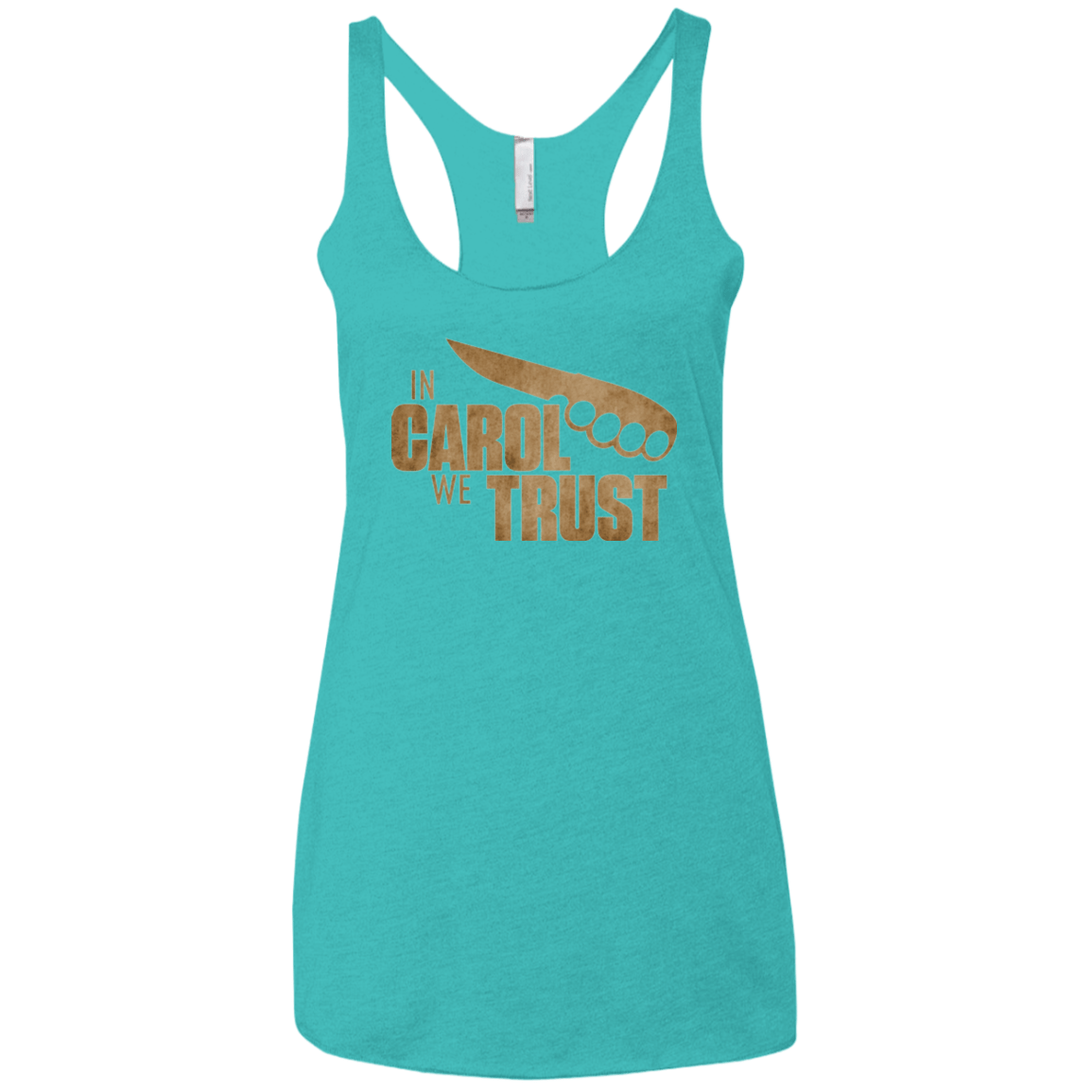 T-Shirts Tahiti Blue / X-Small In Carol We Trust Women's Triblend Racerback Tank