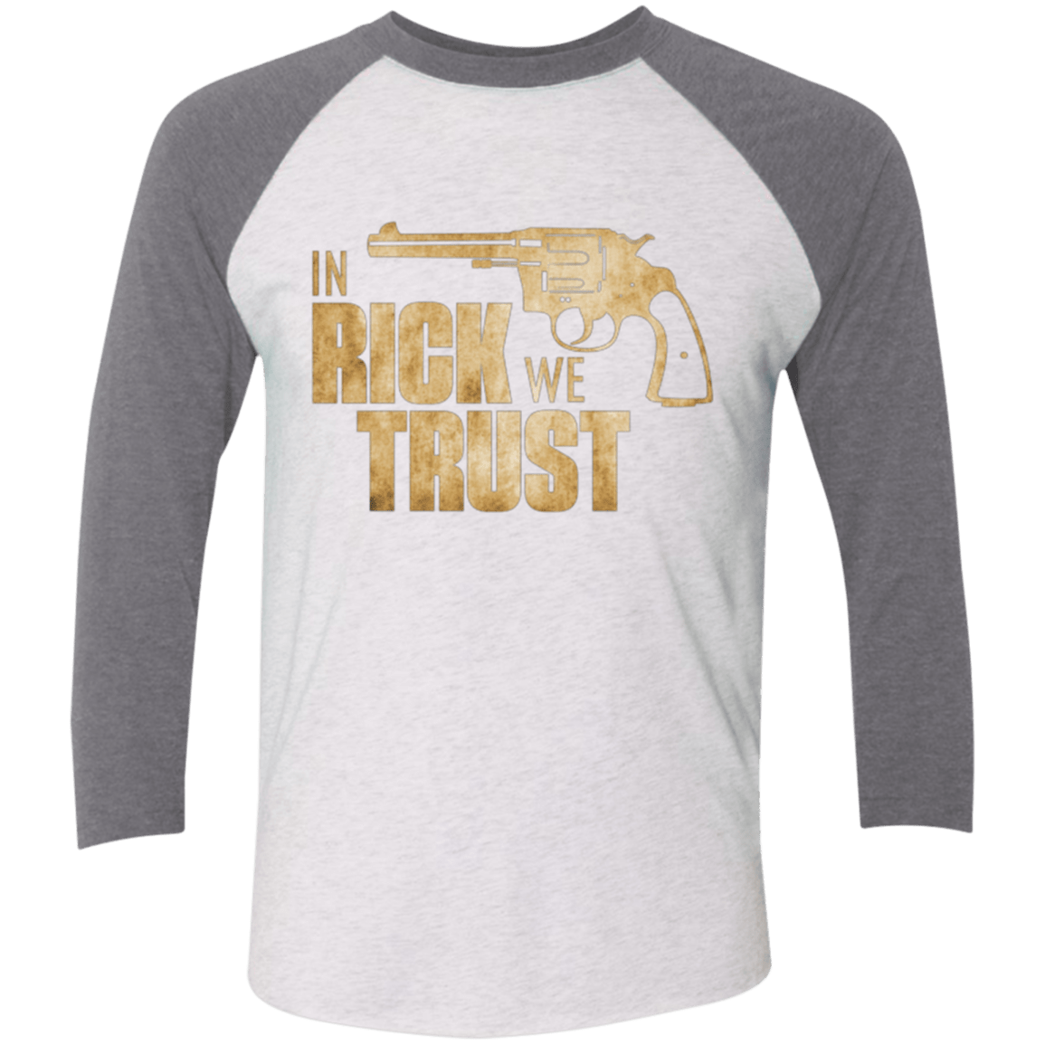 T-Shirts Heather White/Premium Heather / X-Small In Rick We Trust Triblend 3/4 Sleeve