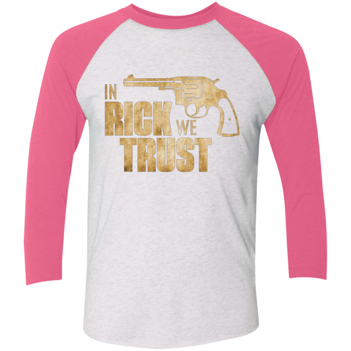 T-Shirts Heather White/Vintage Pink / X-Small In Rick We Trust Triblend 3/4 Sleeve