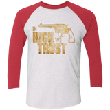 T-Shirts Heather White/Vintage Red / X-Small In Rick We Trust Triblend 3/4 Sleeve