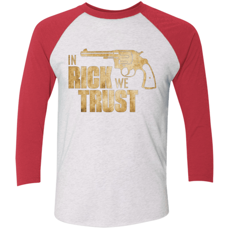 T-Shirts Heather White/Vintage Red / X-Small In Rick We Trust Triblend 3/4 Sleeve