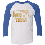 T-Shirts Heather White/Vintage Royal / X-Small In Rick We Trust Triblend 3/4 Sleeve