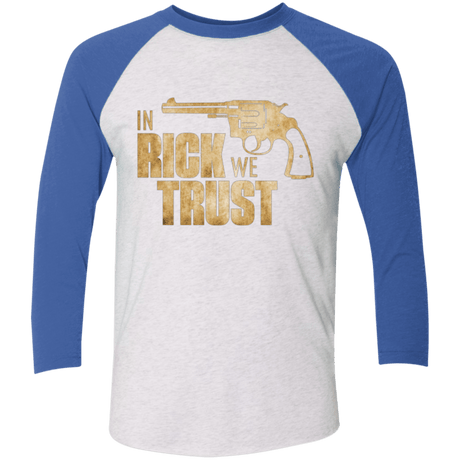 T-Shirts Heather White/Vintage Royal / X-Small In Rick We Trust Triblend 3/4 Sleeve