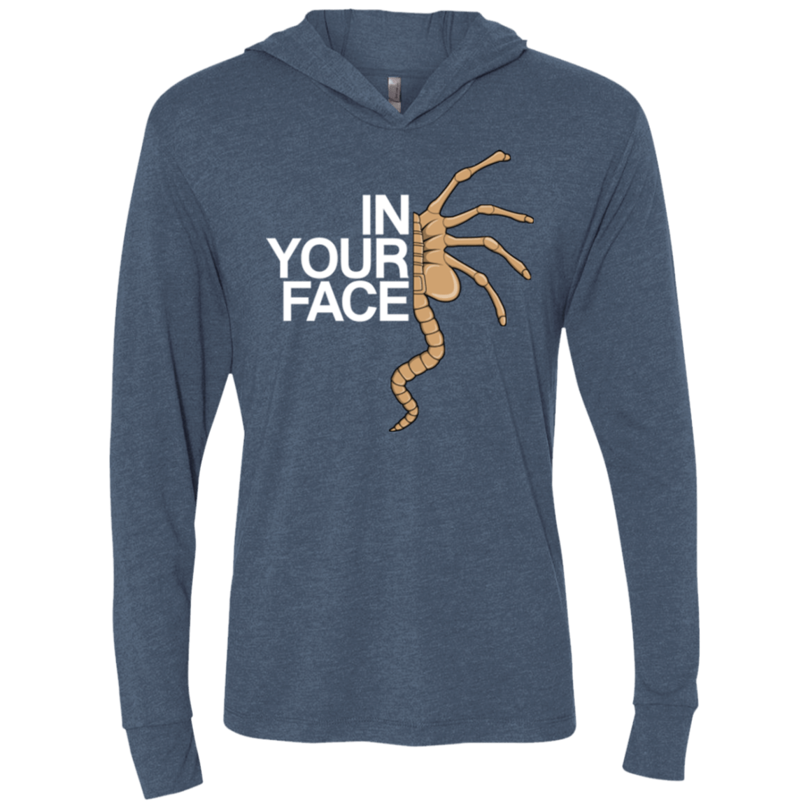 IN YOUR FACE Triblend Long Sleeve Hoodie Tee
