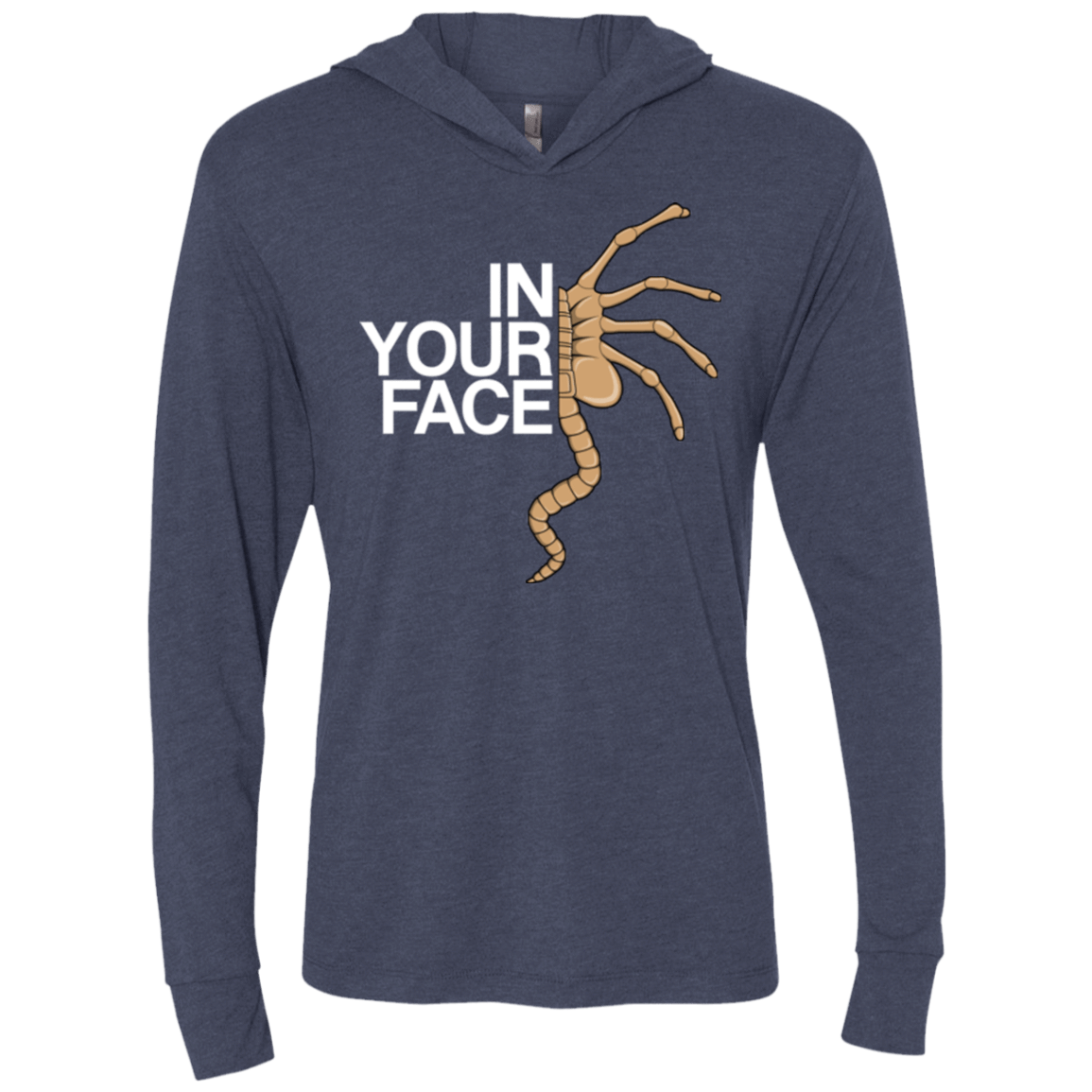 IN YOUR FACE Triblend Long Sleeve Hoodie Tee