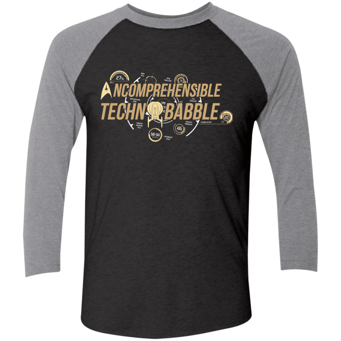T-Shirts Vintage Black/Premium Heather / X-Small Incombrehensible Technobabble Men's Triblend 3/4 Sleeve