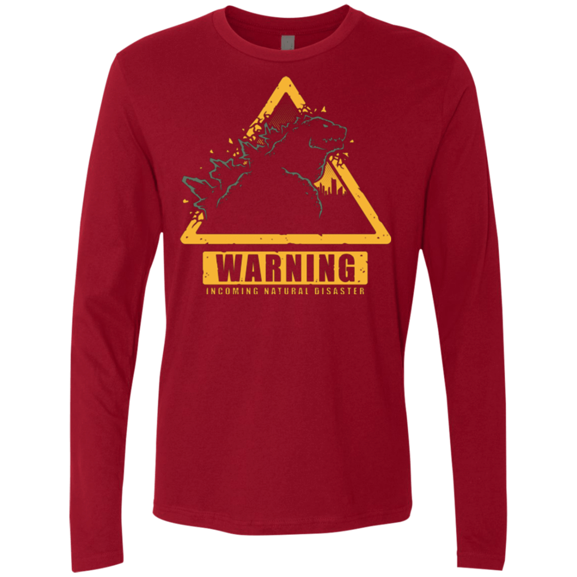 T-Shirts Cardinal / Small Incoming Natural Disaster Men's Premium Long Sleeve