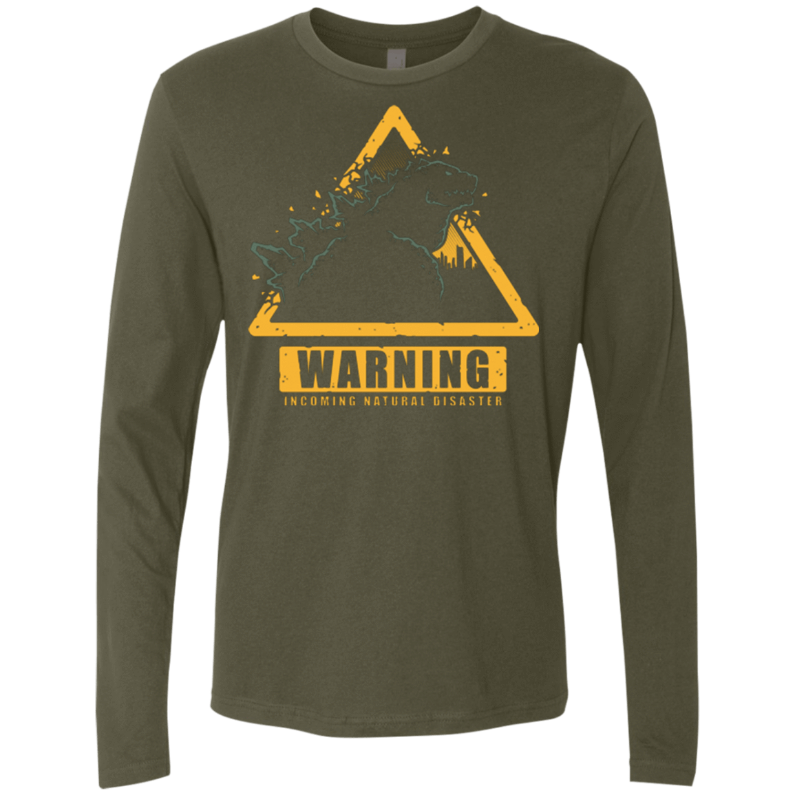 T-Shirts Military Green / Small Incoming Natural Disaster Men's Premium Long Sleeve