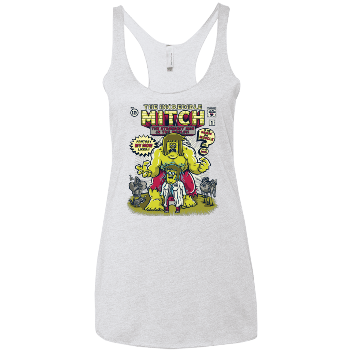 T-Shirts Heather White / X-Small Incredible Mitch Women's Triblend Racerback Tank