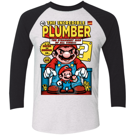 T-Shirts Heather White/Vintage Black / X-Small incredible PLUMBER Triblend 3/4 Sleeve