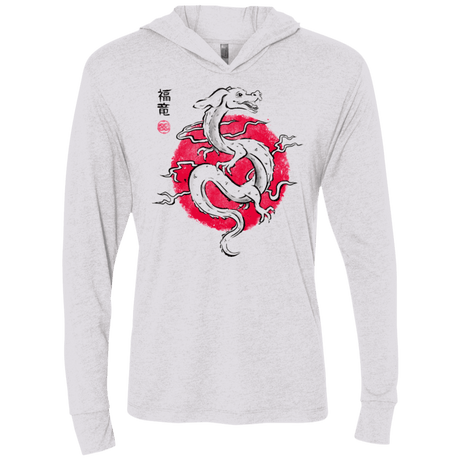 T-Shirts Heather White / X-Small Ink Fukuryu Triblend Long Sleeve Hoodie Tee